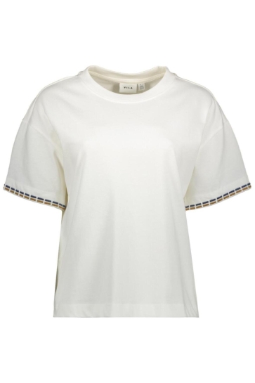 Vila T-shirt VIMONIE O-NECK S/S STITCH T-SHIRT 14108172 Snow White