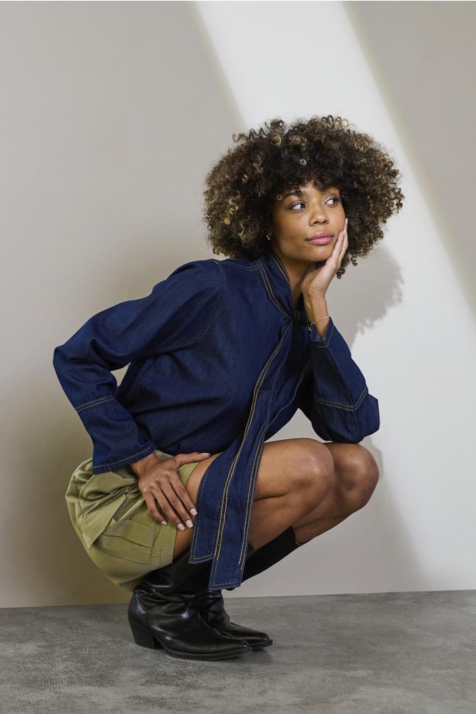 Culture blauwe dames blouse | 