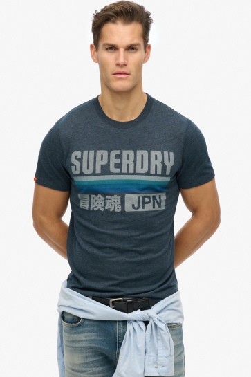 Superdry T-shirt JAPAN STRIPE RELAXED TEE M1012174A ECLIPSE NAVY MARL