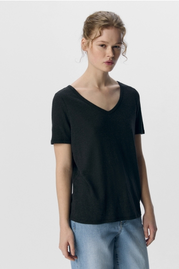 Object T-shirt OBJTHEA S/S RE V-NECK TOP NOOS 23045693 Black