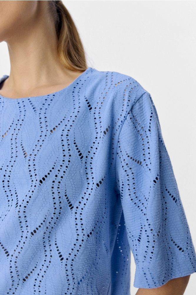 Object blauwe dames t-shirt | Close up