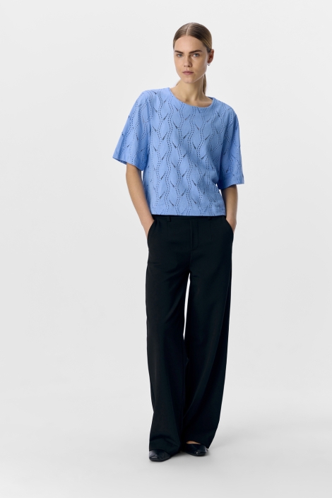 Object blauwe dames t-shirt | Model vooraanzicht
