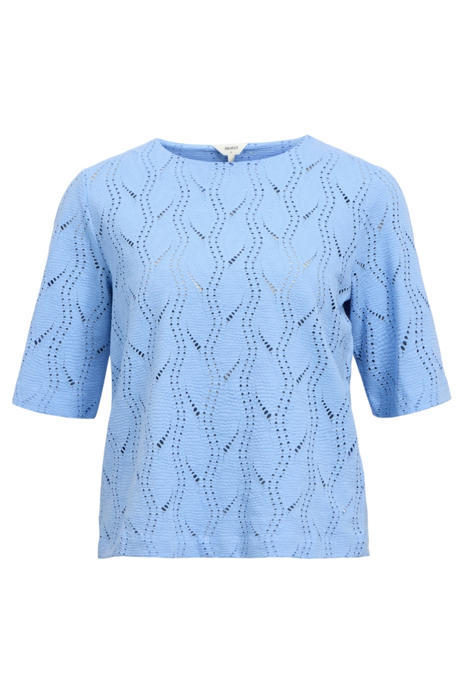 Object blauwe dames t-shirt | Vooraanzicht