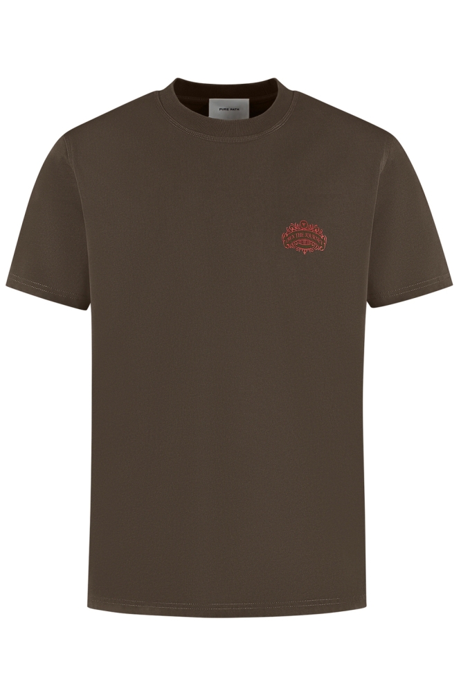 Pure Path bruine heren t-shirt | Vooraanzicht