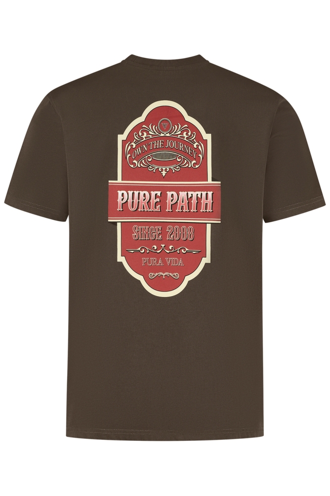 Pure Path bruine heren t-shirt | Achteraanzicht