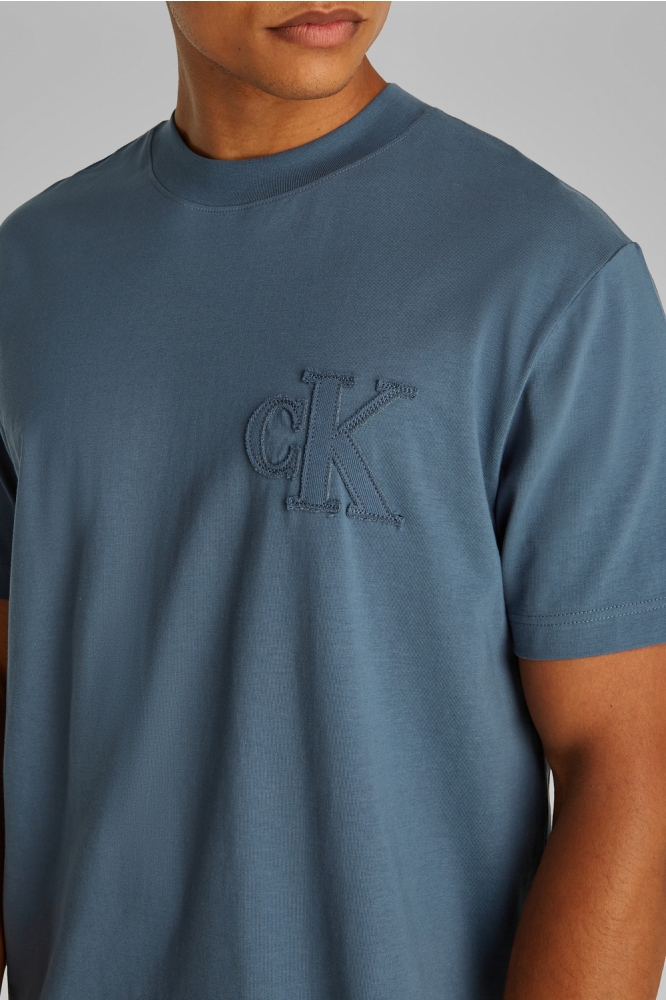 Calvin Klein blauwe heren t-shirt | Close up