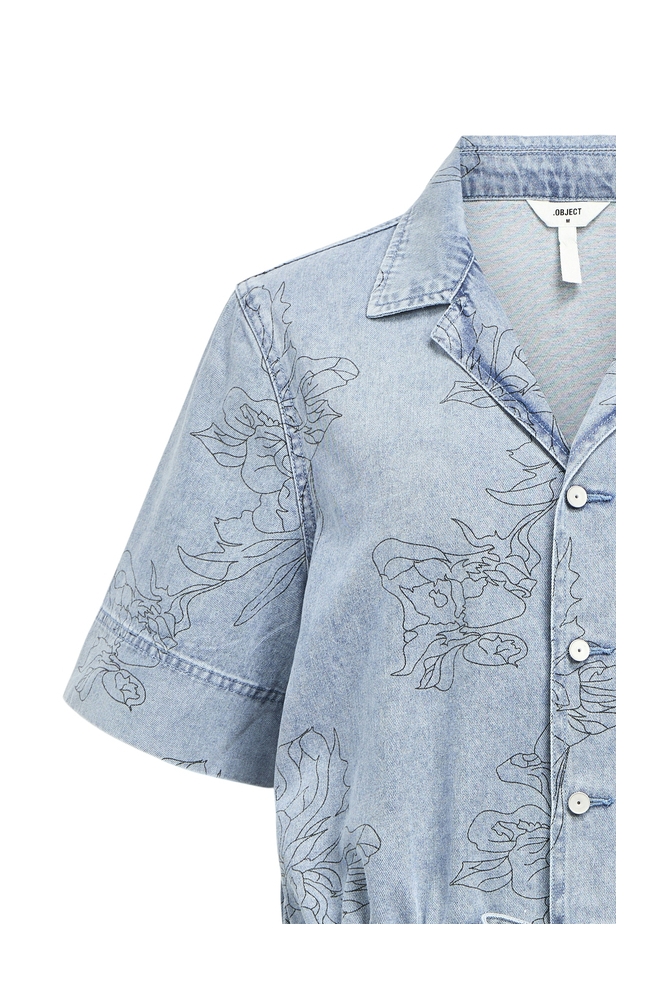 OBJFILUCA DNM RE SS SHIRT 139 23046792 LIGHT BLUE DENIM/BLACK