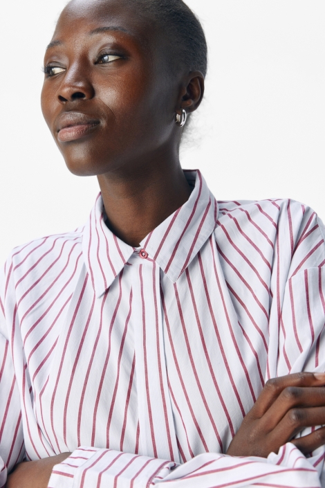 Object blauwe dames blouse | Close up