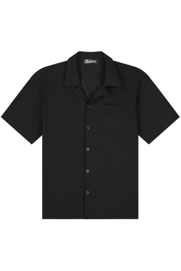 Malelions Overhemd MEN SEERSUCKER SHIRT MM3 SS25 19 900 BLACK
