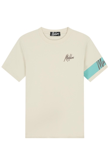 Malelions T-shirt CAPTAIN TSHIRT MM3 SS25 06 762 BEIGE/BRIGHT BLUE