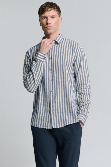 NO-EXCESS Overhemd OVERHEMD MET VERTICALE STREPEN 27470224SN 136 INDIGO BLUE