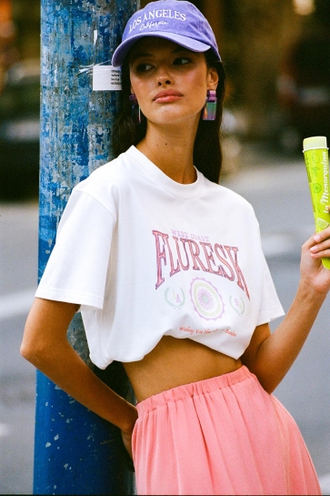 Fluresk T-shirt SORAYA T SHIRT 25ZFFF04 011231 OFFWHITE/FLOWER PEACH