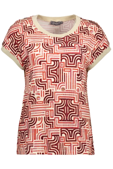 Geisha T-shirt SARAH T SHIRT MET GRAFISCH PATROON 32403 60 RED/OFF WHITE