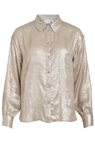 Vila VIMETALLA L/S SHIRT/R 14109388 Birch/GLITTER LI