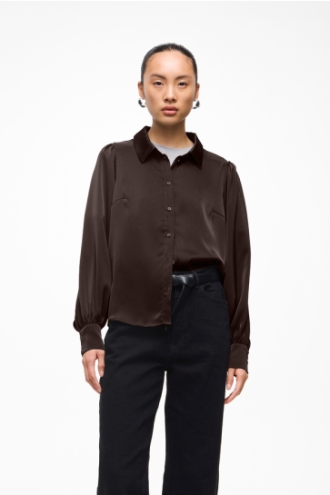 Vila VIENNA RAVENNA L/S BALLOON SHIRT - 14107462 Coffee Bean
