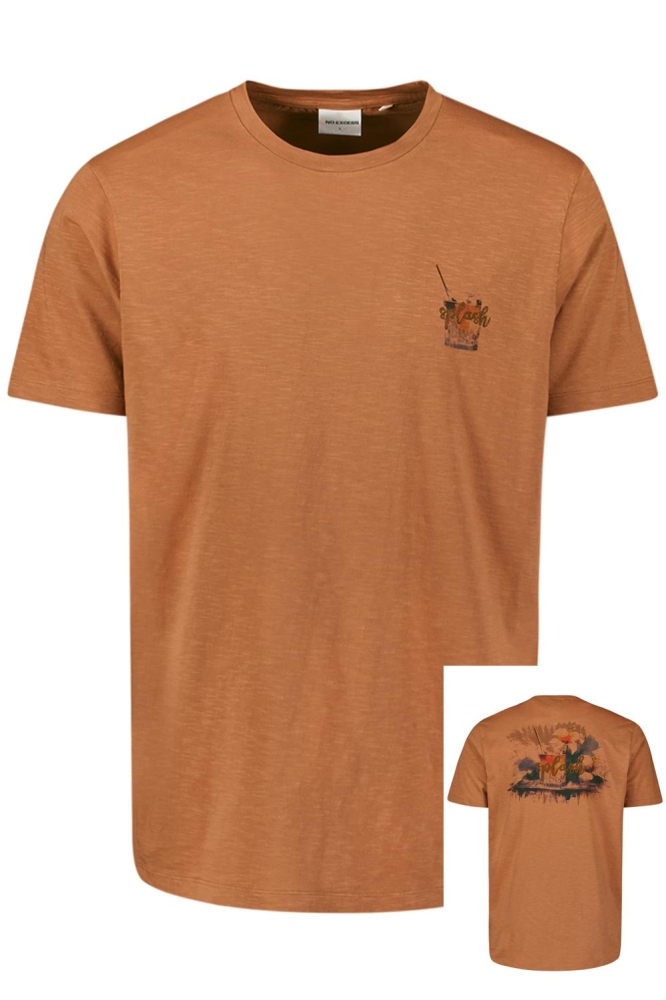 NO-EXCESS bruine heren t-shirt | Vooraanzicht