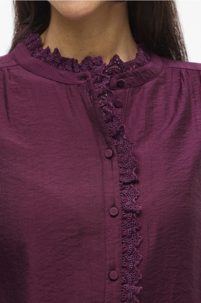 Vila paarse dames blouse | Close up