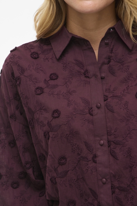 Vila bordeaux dames blouse | Close up