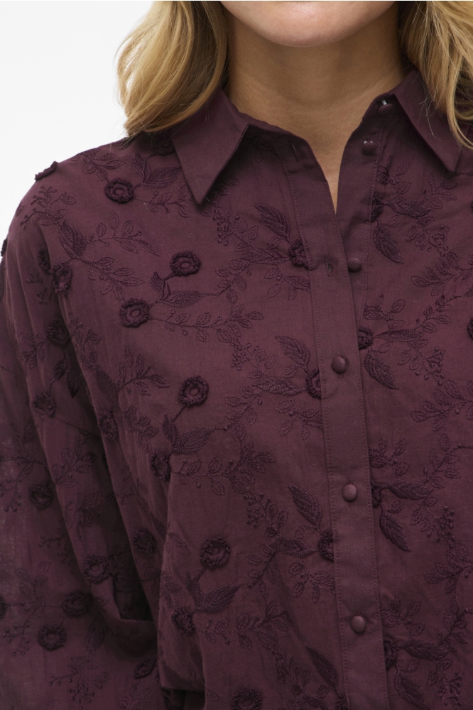 Vila bordeaux dames blouse | Close up