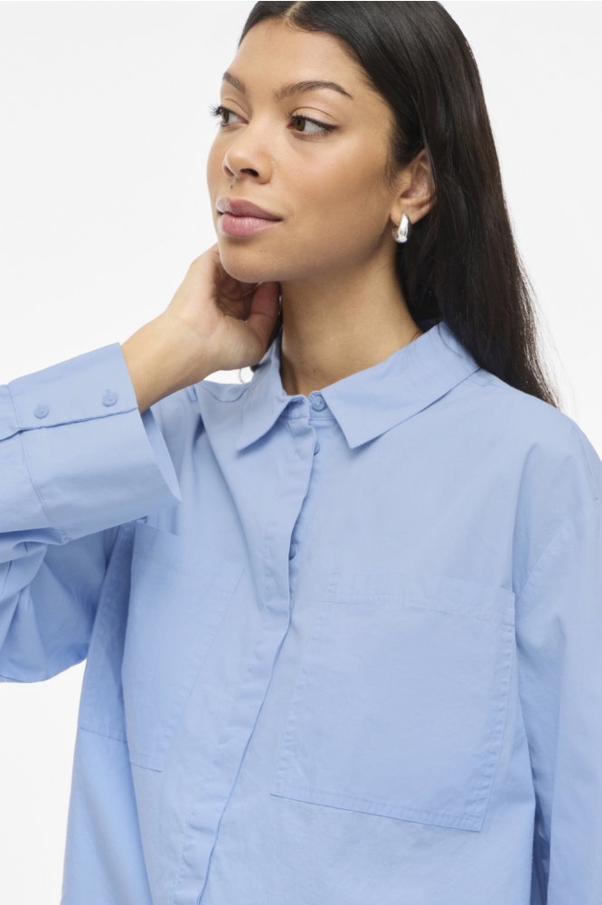 Vila blauwe dames blouse | Close up