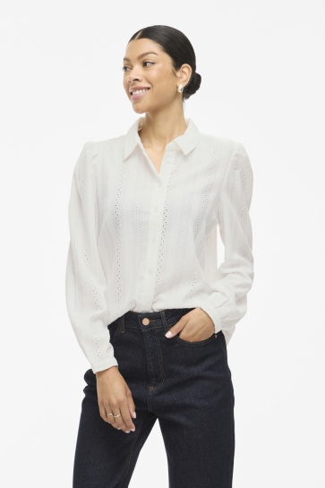 Vila Blouse VIZANIA L/S SHIRT - NOOS 14107476 CLOUD DANCER