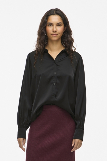 Vila Blouse VIENNA RAVENNA L/S BALLOON SHIRT - 14107462 BLACK BEAUTY