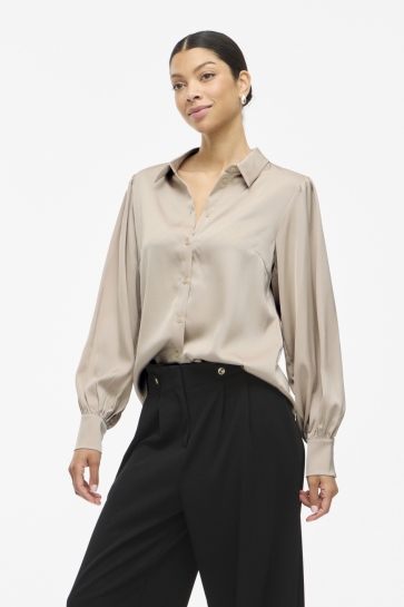 Vila Blouse VIENNA RAVENNA L/S BALLOON SHIRT - 14107462 Cement