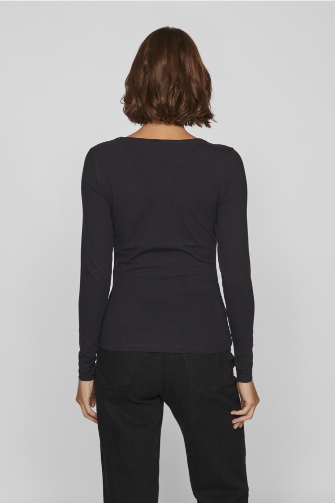 Vila zwarte dames t-shirt | Model achteraanzicht