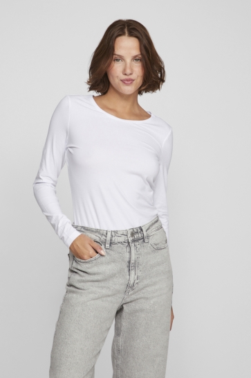 Vila T-shirt VINORA L/S O-NECK TOP - NOOS 14104154 Bright White