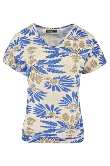 FOS Amsterdam T-shirt TOP BELLA BOTANIC STAMP 7411 400 KOBALT