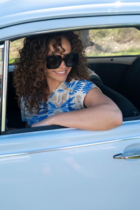 FOS Amsterdam blauwe dames t-shirt | Sfeerbeeld, In situatie
