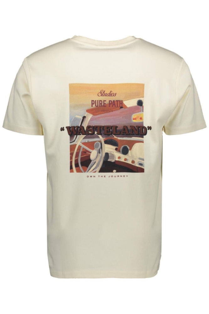 Pure Path ecru heren t-shirt | Achteraanzicht
