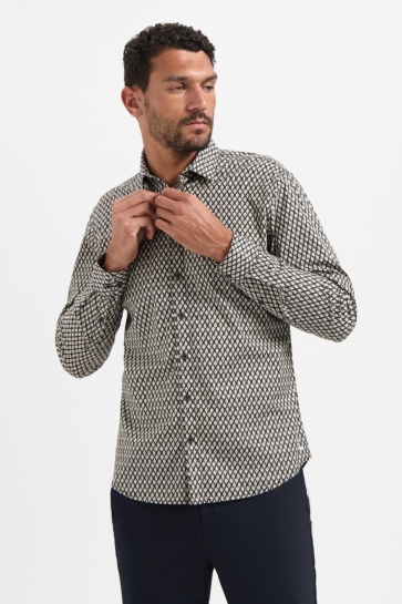 NO-EXCESS Overhemd STRETCH PRINT SHIRT 29450890 020 BLACK