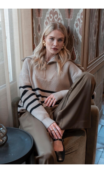 TRUI MET STREEPDESSIN 54501 10 SAND/BLACK