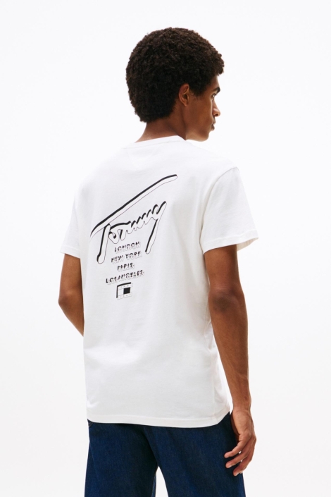 Tommy Jeans witte heren t-shirt | Model achteraanzicht