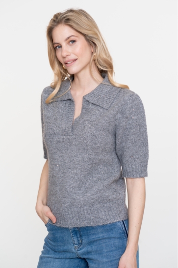 Geisha Trui TRUI MET KORTE MOUWEN 54540 14 GREY/SILVER