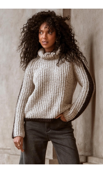 GEBREIDE TRUI 54562 23 SAND MELANGE/BROWN