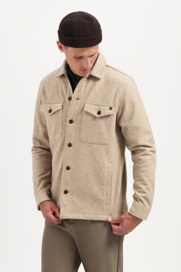 NO-EXCESS Overhemd MELANGE OVERSHIRT 29510821SN 043 KHAKI