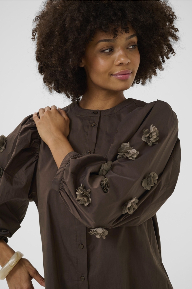 Culture bruine dames blouse | Model vooraanzicht