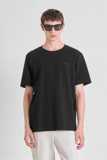 Antony Morato RELAXED FIT T SHIRT IN COTTON BLEND WITH EMBROIDERD LOGO MMKS02547 FA100263 9000 BLACK