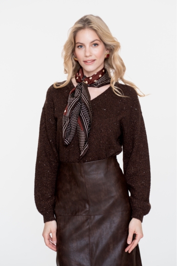Geisha TRUI MET V HALS EN GLITTER 54542 14 000775 BROWN/COPPER