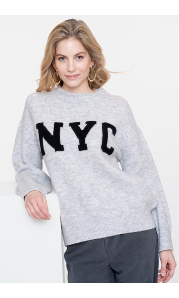 OVERSIZED GEBREIDE NYC TRUI 54561 23 000925 GREY/BLACK