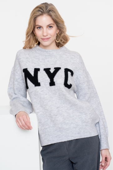 Geisha OVERSIZED GEBREIDE NYC TRUI 54561 23 000925 GREY/BLACK