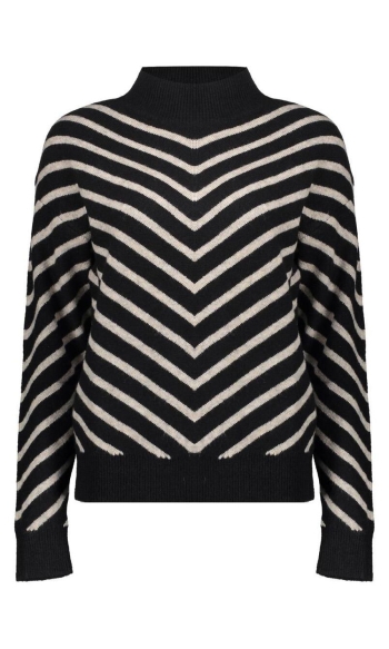 PULLOVER STRIPES TURTLENECK 54517 10 000999 BLACK/SAND