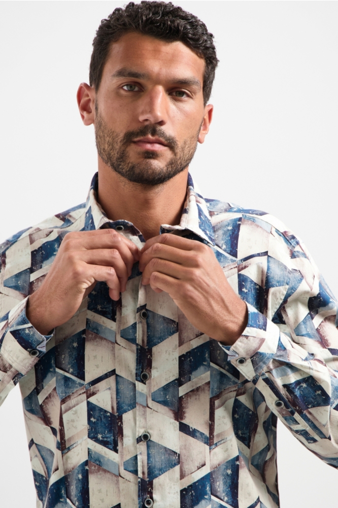 NO-EXCESS blauwe heren overhemd | Close up