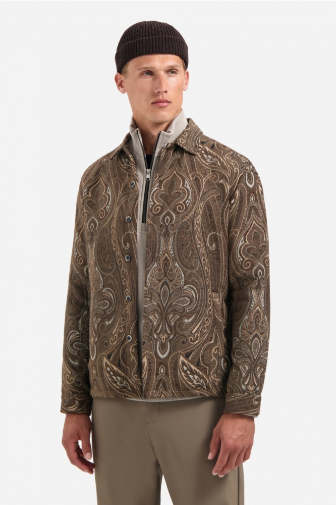 NO-EXCESS bruine heren overhemd | Model vooraanzicht