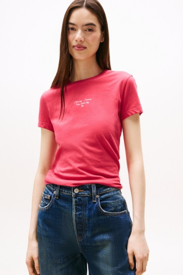 Tommy Jeans T-shirt TJW SLIM ESS LOGO 1 TEE EXT DW0DW21542 XI5 VINTAGE CERISE