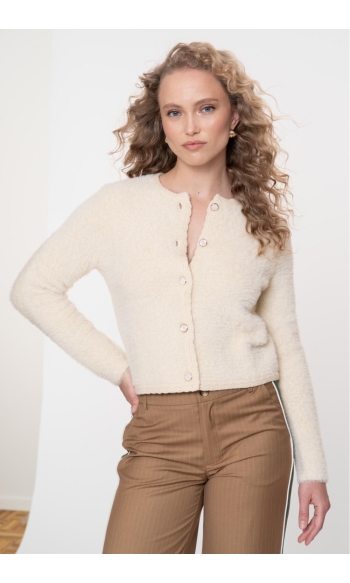 ZACHTE GEBREIDE CARDIGAN MET KNOOPSLUITING 54807 10 OFF-WHITE