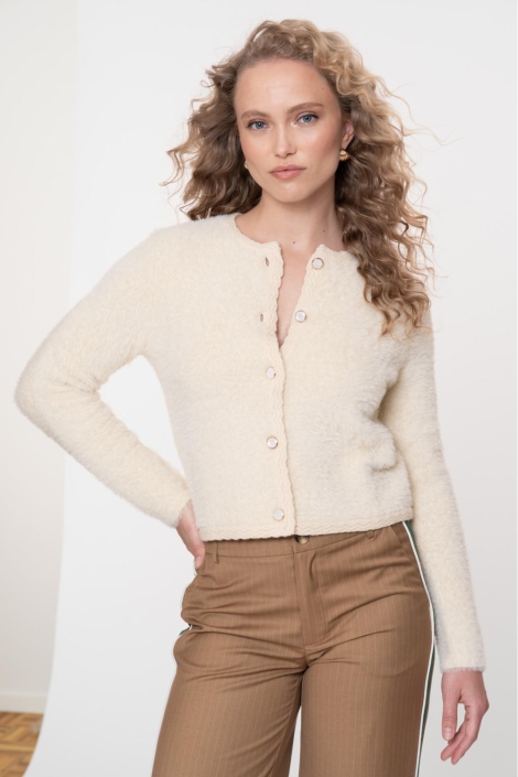 Geisha beige dames vest | Model vooraanzicht