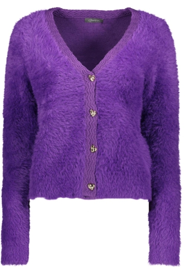 Geisha Vest FLUFFY VEST MET HARTJES KNOPEN 54824 10 PURPLE